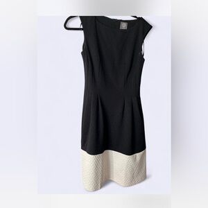 Vince Camuto Elegant Black and Cream Midi Dress
